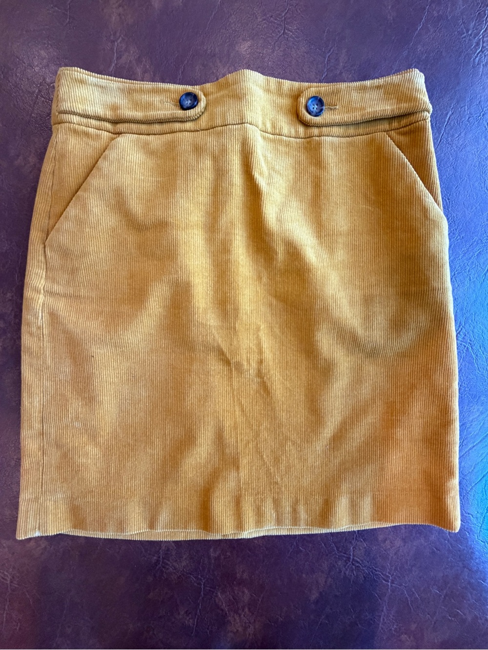 Banana Republic Mustard Corduroy Mini Skirt with Front Buttons